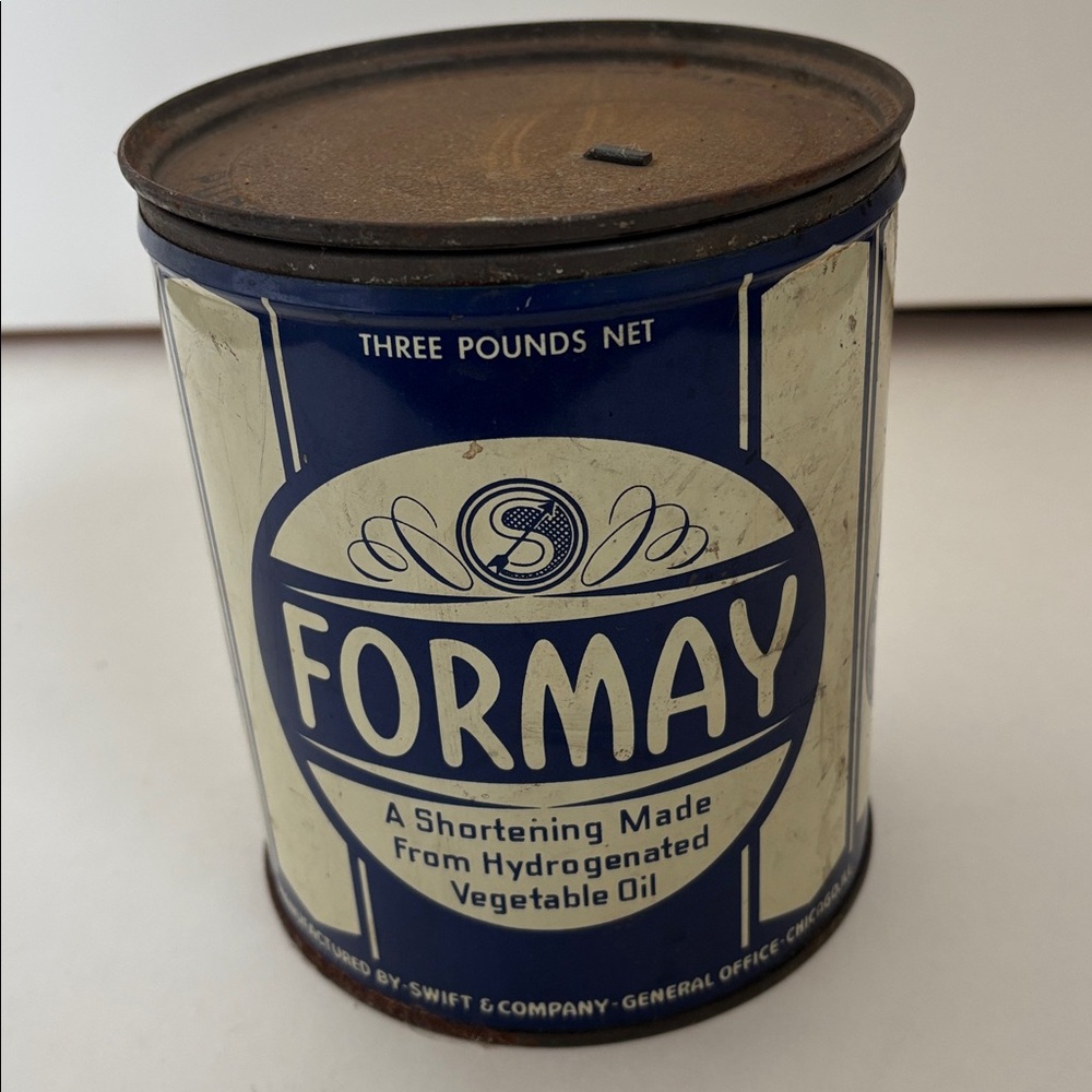 Vintage Fomay Swifts Tin Can Kitchen Decor Collectible W/Lid‎